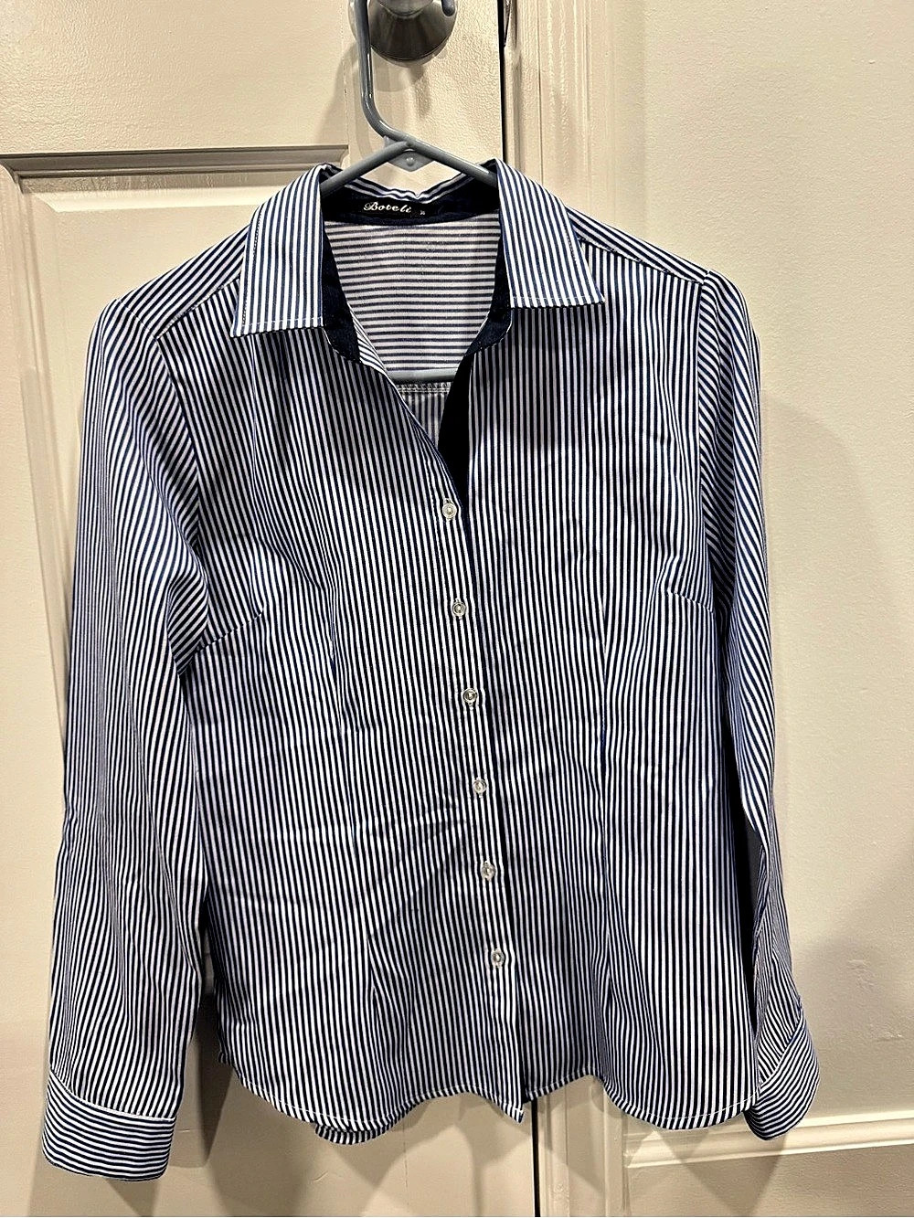 Bottega Striped Button Down Shirt in Blue & White Size 38